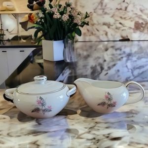 Vtg 50's Lyrics By Narumi Sugar Bowl Creamer Fine China Japan Pink Gray